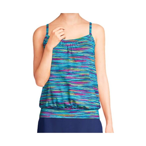 LANDS' END SWIMSUIT  TOP 10 DDD  BLOUSON TANKINI deep sea navy space dyed $82.95 - Picture 1 of 4